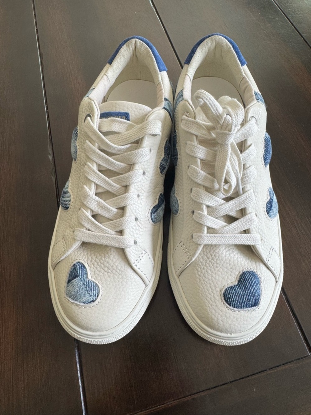 Kurt Geiger White Sneakers with Blue Heart Patches
